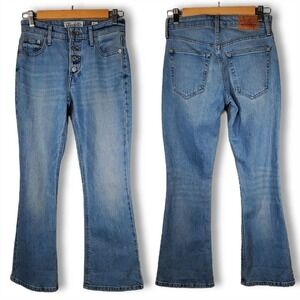 Lucky Brand Bridgette Cropped Flare Button Fly Jeans Light Wash Blue Size 00/24